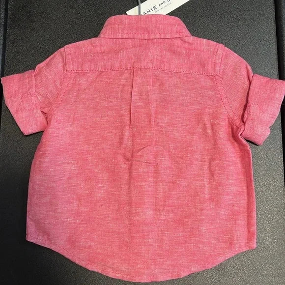 Janie and Jack Button Down Boys Top Red 12-18 months, 18-24 months
