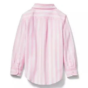 Janie and Jack Button Down Pink White Striped Oxford Shirt Top 3T