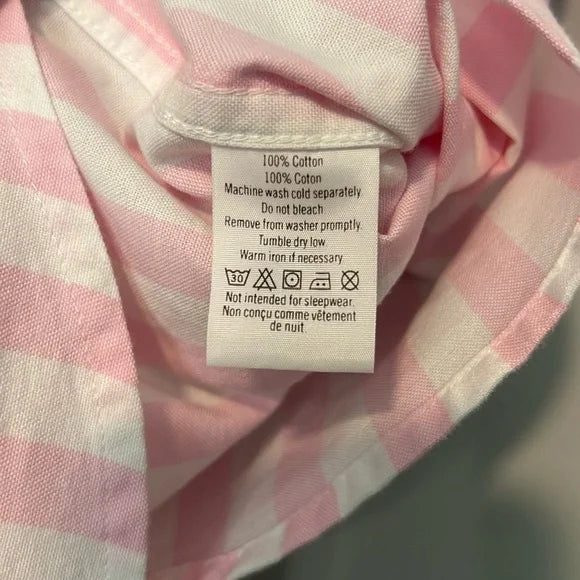 Janie and Jack Button Down Pink White Striped Oxford Shirt Top 3T