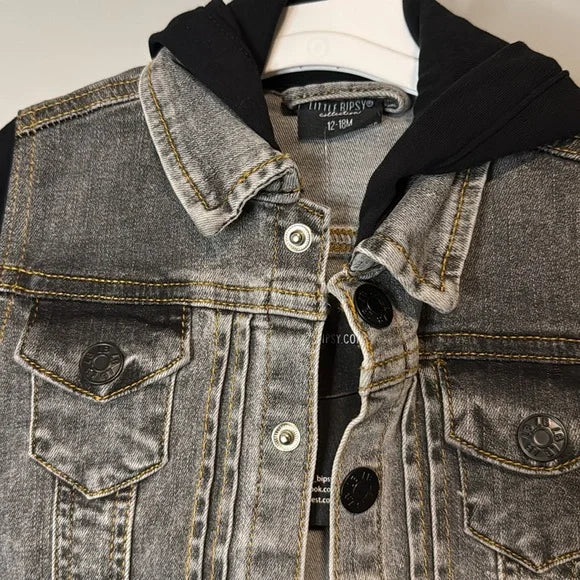 Little Bipsy Hooded Denim Jacket 12-18M-NWT