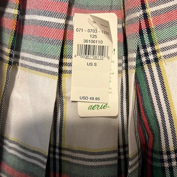 Aerie Plaid Pleated Skirt Size Small-NWT