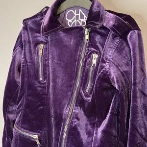 Chaser Stretch Velvet Jacket Purple Size 6