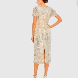 Mac Duggal Embellished Flutter Sleeve High Neck Dress 5575-Size 8