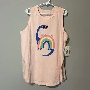 Rumi & Ryder Stitch Fix Kids Pink Girls Tank Rainbowsaurus-Large