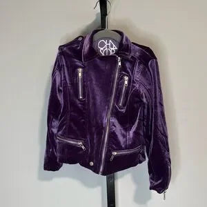 Chaser Stretch Velvet Jacket Purple Size 6