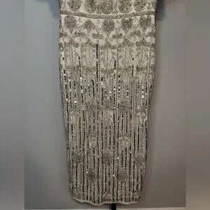 Mac Duggal Embellished Flutter Sleeve High Neck Dress 5575-Size 8